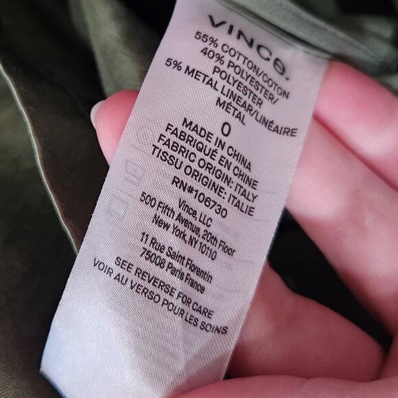 Vince Strapless Metallic Shimmer Green Cocktail Dress Sweetheart Neckline Size 0 - Picture 8 of 10